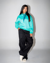 Oversized Fleece Hoodie - Aqua Blue
