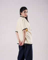 Embellished Cream Waffle Shirt