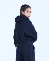 MIDNIGHT BLUE CROP FIT HOODIE