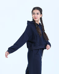 MIDNIGHT BLUE CROP FIT HOODIE