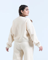 CREAM WHITE CROP FIT SWEATSHIRT