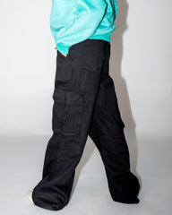 Dark Black Cargo Wide Leg