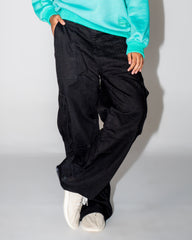 Dark Black Cargo Wide Leg