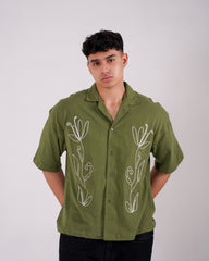 Emerald Boxy Fit Embroidered Shirt