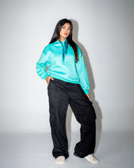 Oversized Fleece Hoodie - Aqua Blue
