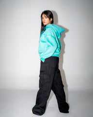 Oversized Fleece Hoodie - Aqua Blue