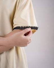 Embellished Cream Waffle Shirt