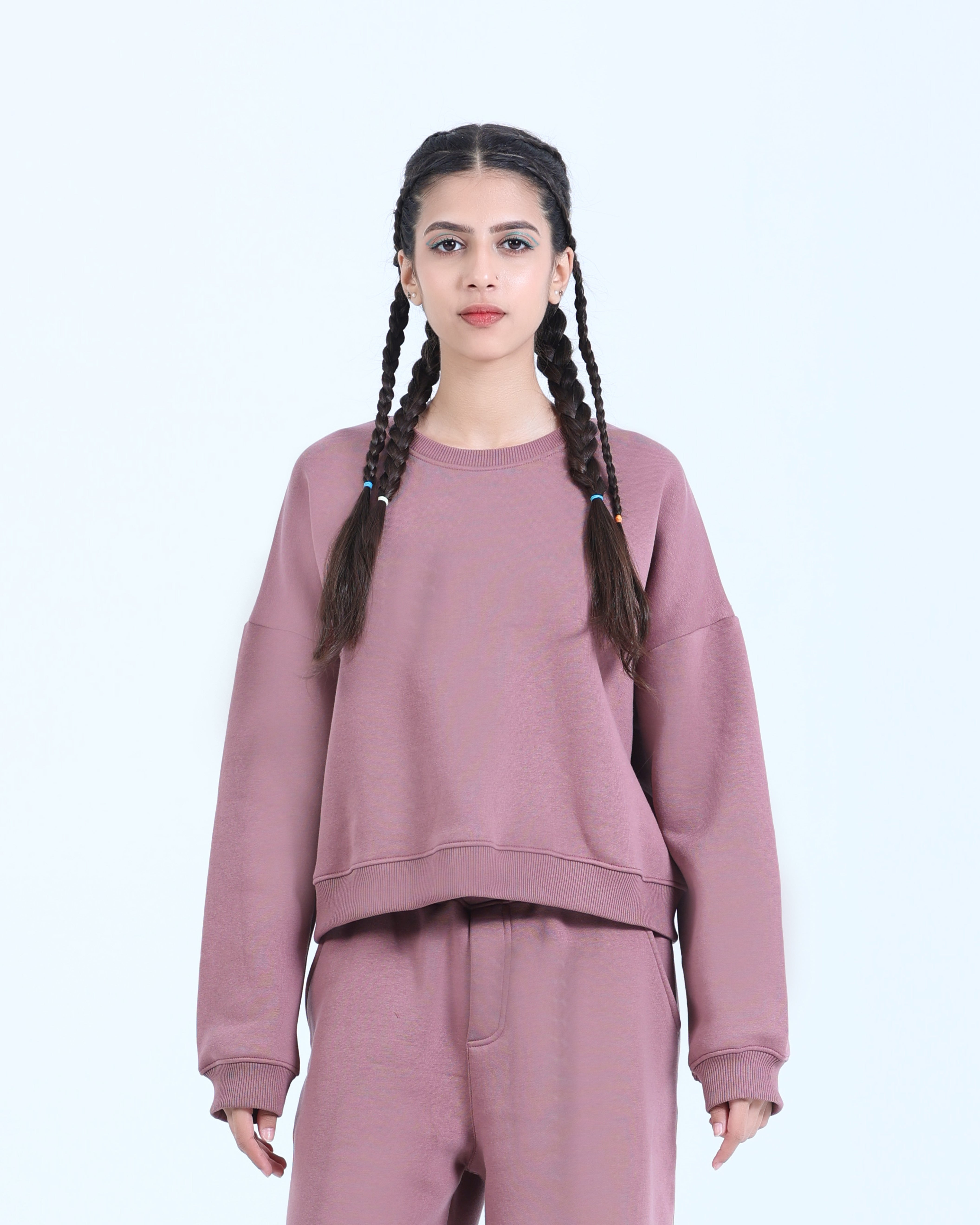 CROP FIT DUSTY ROSE SWEATSHIRT