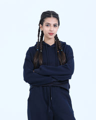 MIDNIGHT BLUE CROP FIT HOODIE