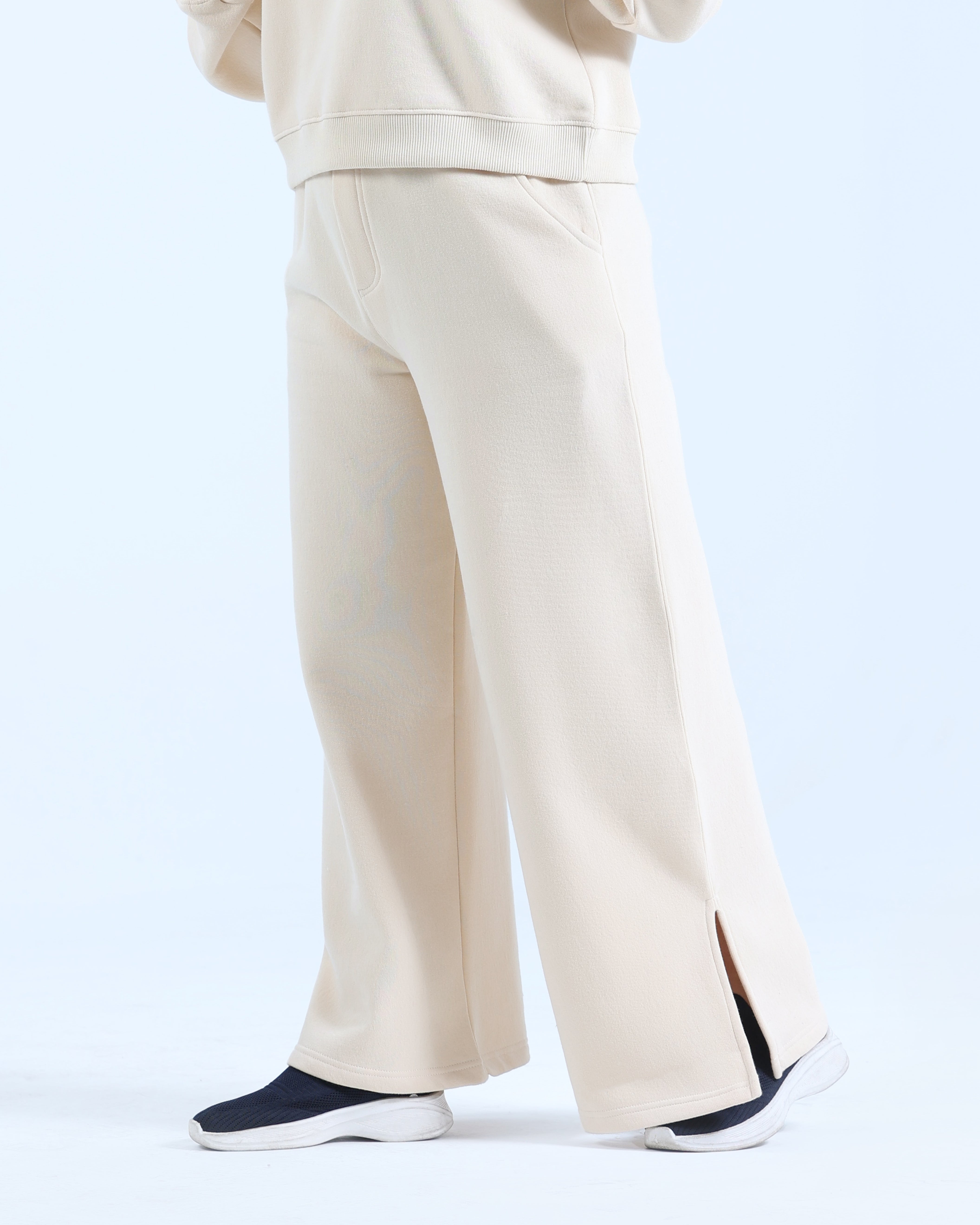 WIDE LEG TROUSER IN CREAM WHITE