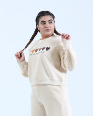 CREAM WHITE CROP FIT SWEATSHIRT