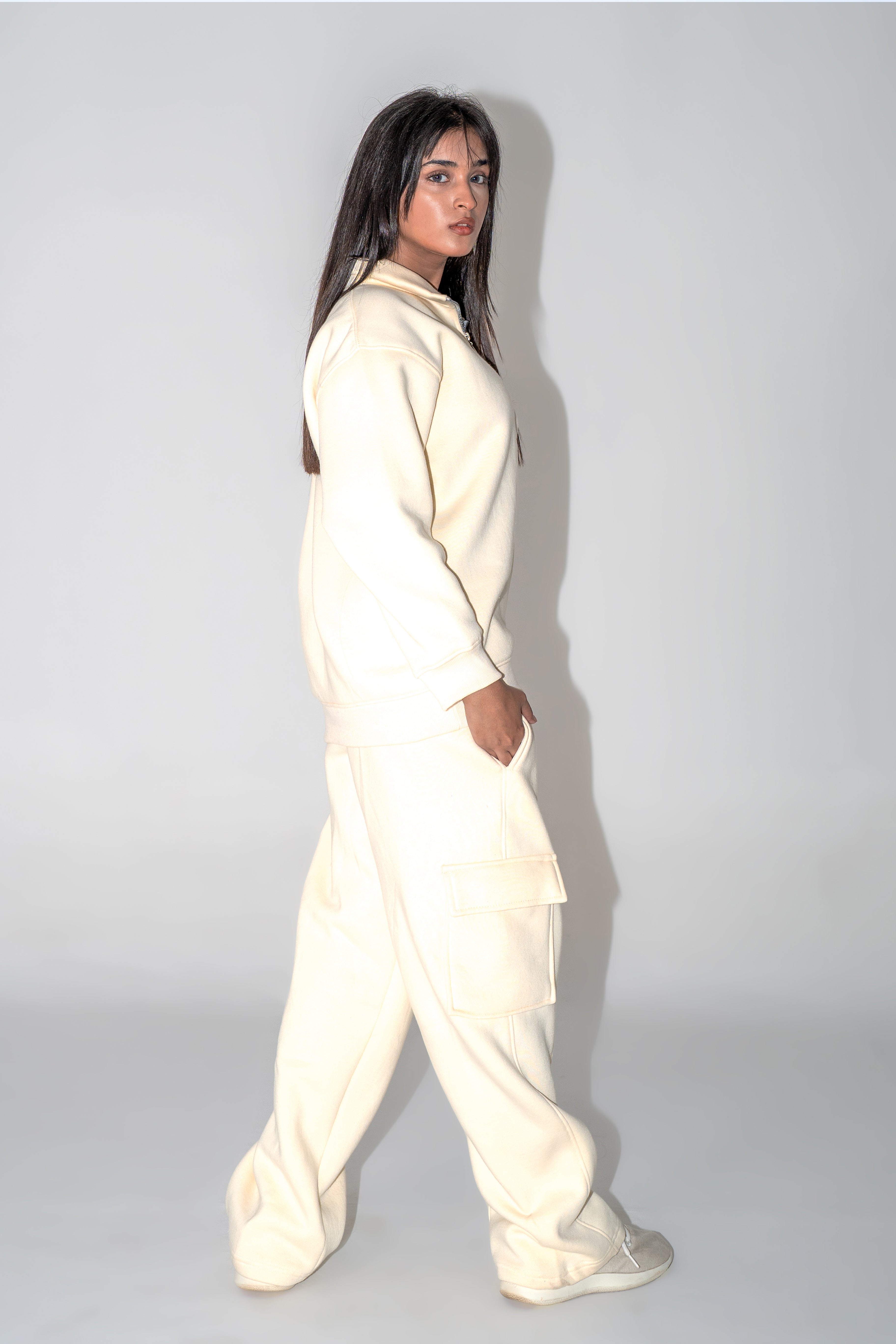 Quarter Zip in Winter Cream Co-Ord