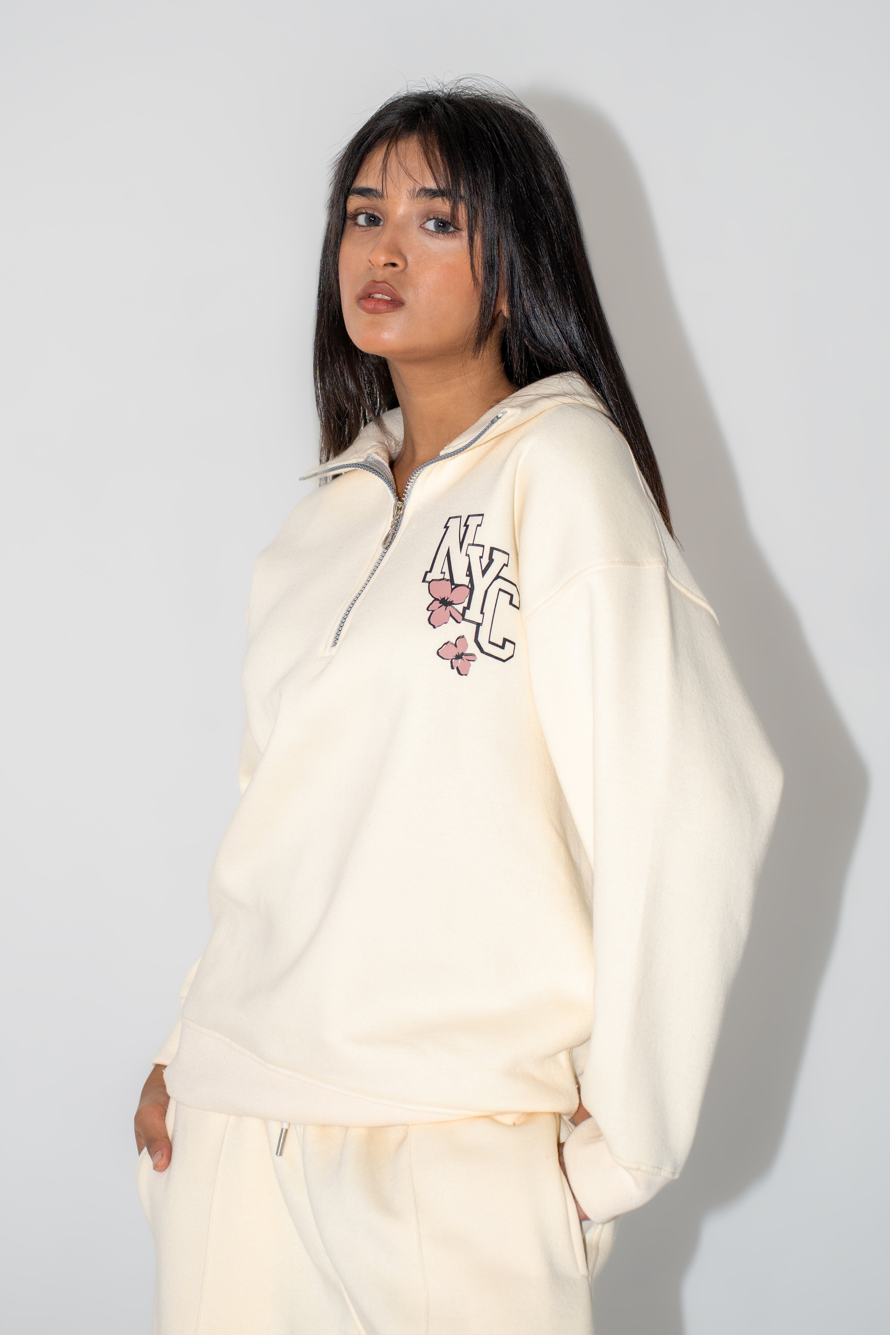 Quarter Zip in Winter Cream Co-Ord