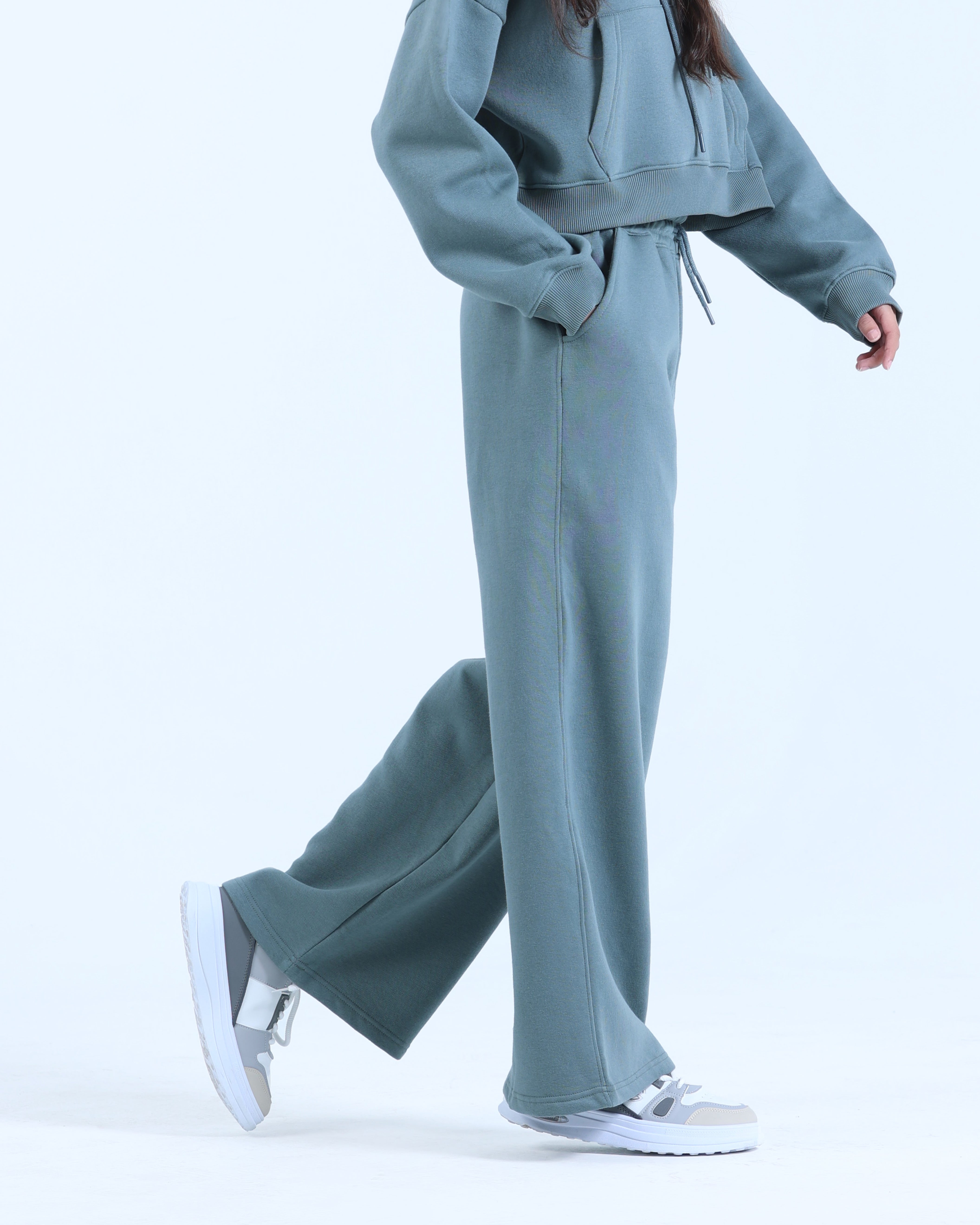 WIDE LEG TROUSER IN SAGE TEAL