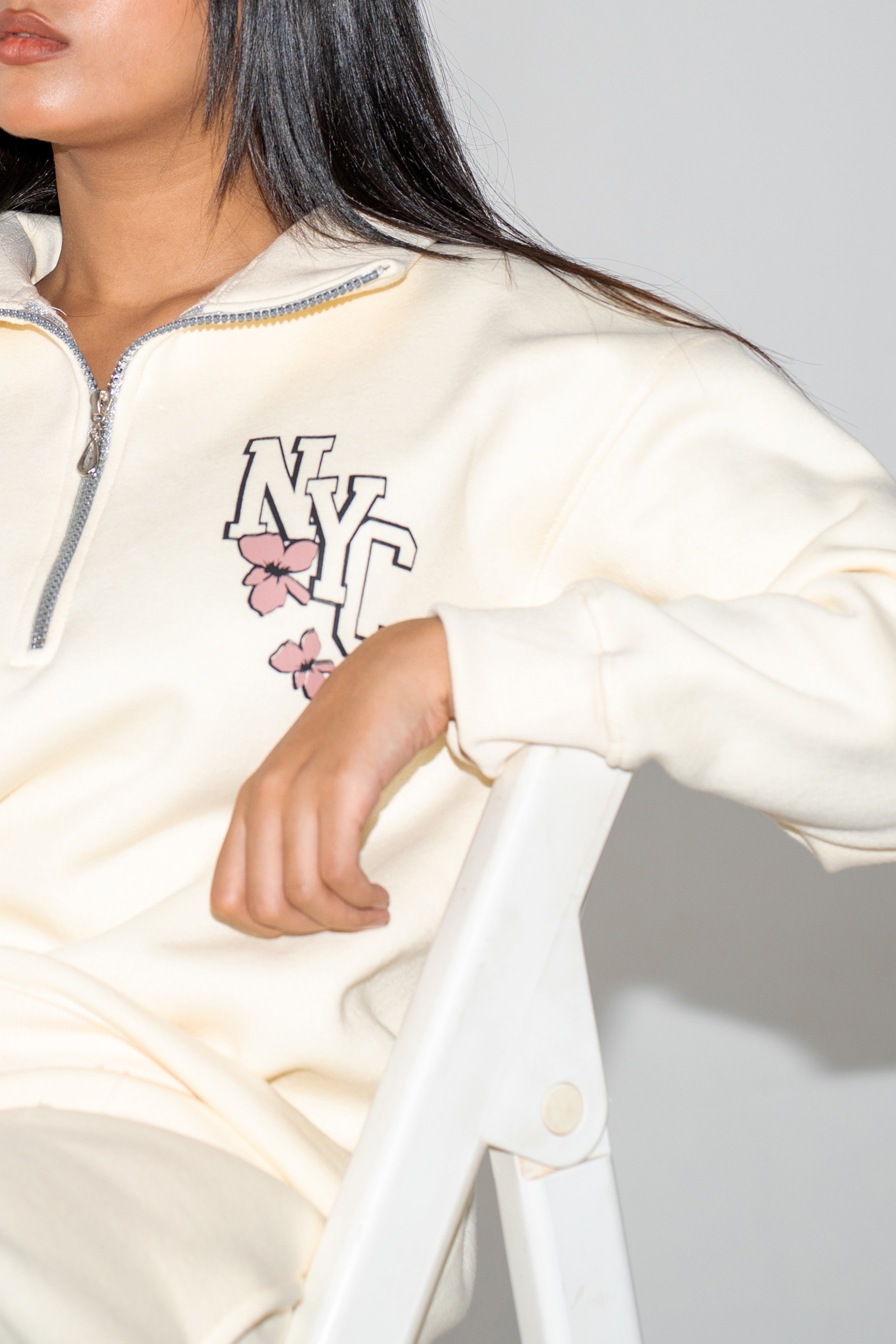 Quarter Zip in Winter Cream Co-Ord