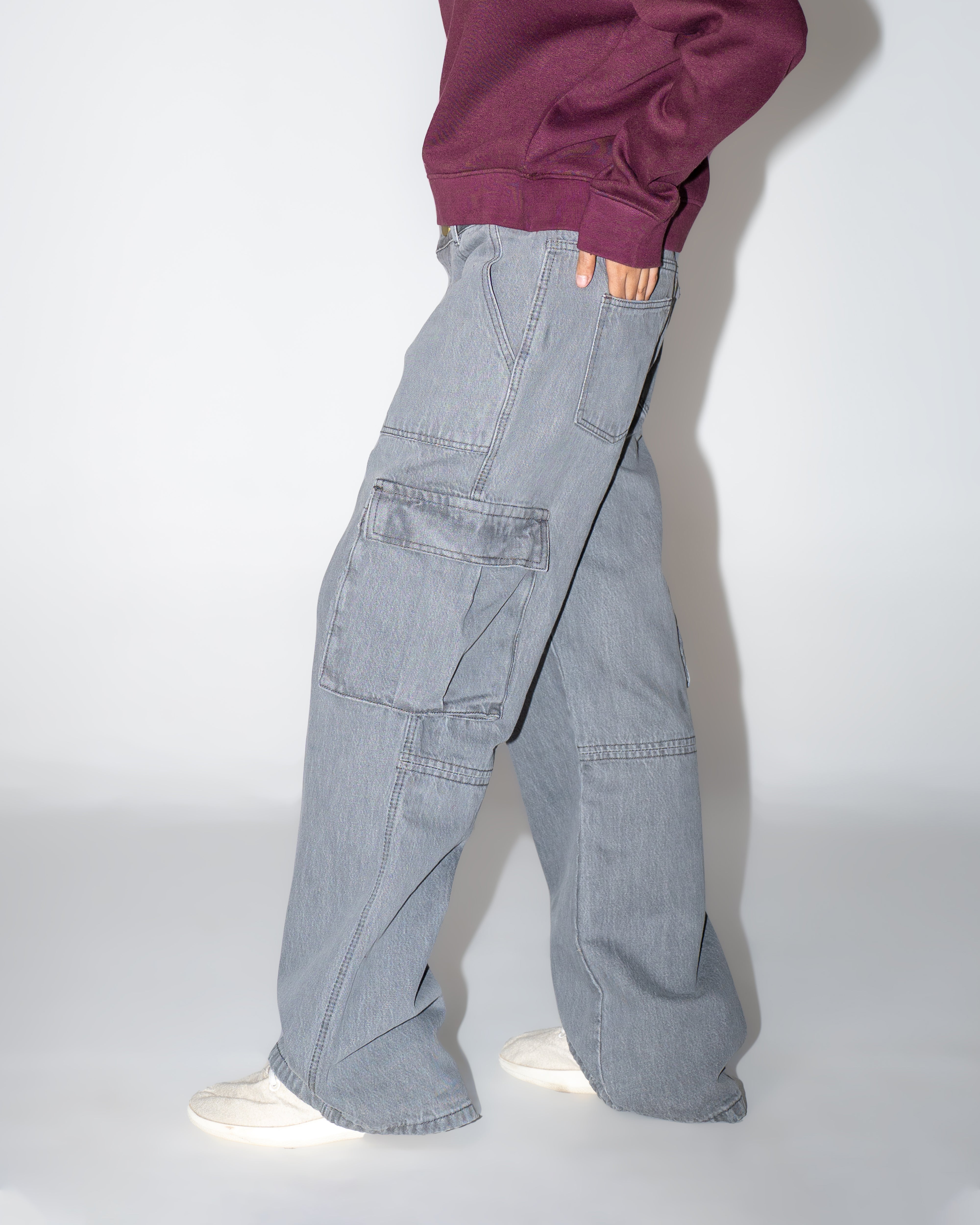 Ash Grey Cargo Wide Leg