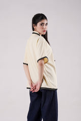 Embellished Cream Waffle Shirt