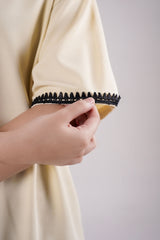 Embellished Cream Waffle Shirt